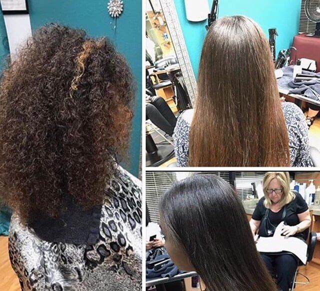 Actual Hair In The City client transformation: Curls to sleek
